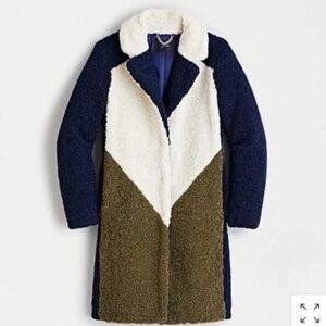 J. Crew Women's Navy, White, and Olive Teddy Jacket